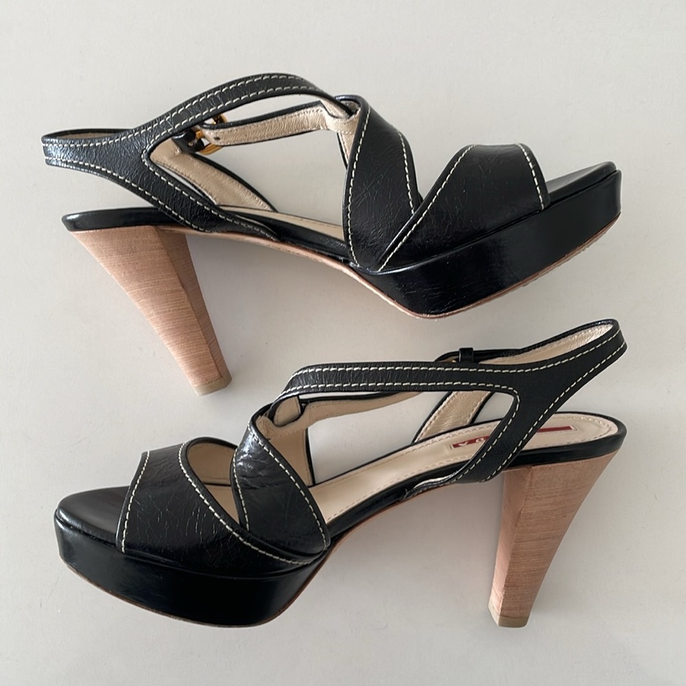 SALE! Prada Sport Black Leather Platform Sandal - Picture 6 of 16